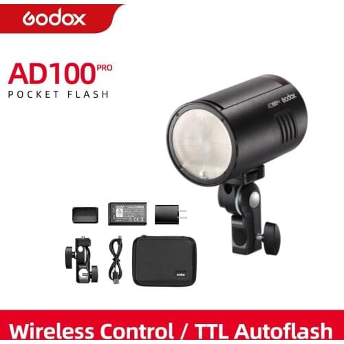 Godox AD100Pro 100Ws TTL 2.4G HSS 1/8000s Pocket Flash Light with 7.2V/2600mAh Lithium Battery 360 Full Power Flashes 0.01-1.5s