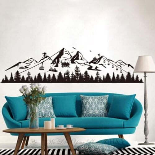 Camping Rv Winter Ski Mountain Snow Wall Sticker Nursery Kids Room Stunt Trick Skiing Sport Wall Decal Motorhome Vinyl Decor