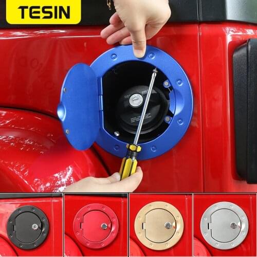 TESIN Aluminum Alloy Fuel Tank Cover Gas Lid Filler Cap With Key Lock Anti Thieft for Jeep Wrangler JK 2007+ Car Styling