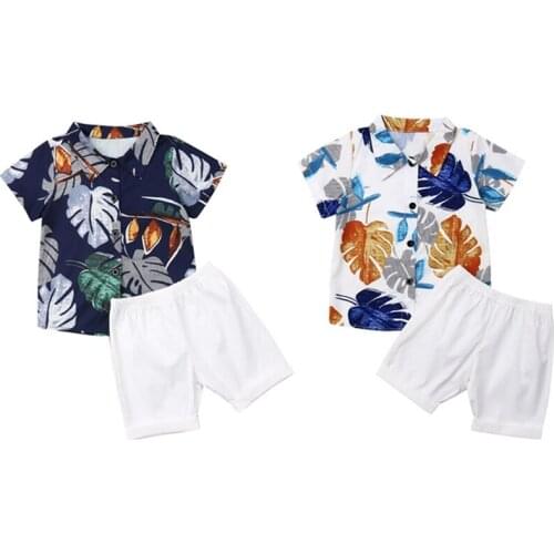 Summer Newborn Baby Boy Holiday Beach Outfit Beachwear Toddler Kids Sunsuit Cotton T-Shirt Tops+Short Pants Outfits Set Clothes