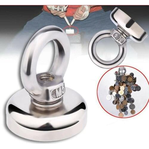 Strong Powerful Round Neodymium Magnet Hook Salvage Search Magnet Sea Fishing Equipments Holder Pulling Mounting Pot With Ring
