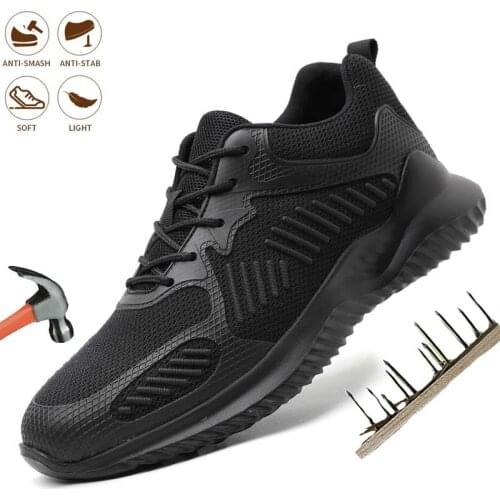 Men Safety Work Shoes Steel Toe Cap Breathable Outdoor Footwear Industrial Anti-puncture Lightweight Boots Comfortable Sneakers