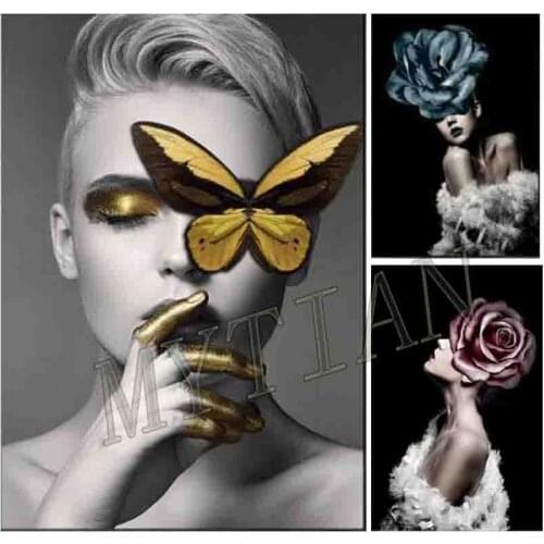 Full square/round drill 5D diy diamond painting beauty flower women embroidery pattern 3D cross stitch kits mosaic home decor