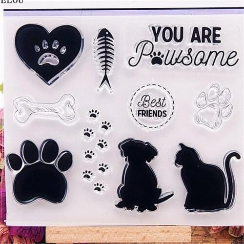 PANFELOU cat paw prints Transparent Clear Silicone Stamp/Seal for DIY scrapbooking/photo album Decorative clear stamp sheets