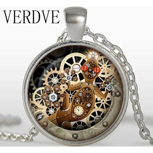 3 colors steampunk lizard Necklace, gecko glass pendant Mechanical clock round glass dome pendant necklaces Jewelry