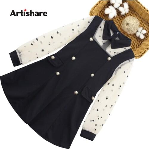 Teenage Girls Dress Dot Pattern Party Dress For Kids Girl Mesh Child Dress Patchwork Clothes Girl 6 8 10 12 14