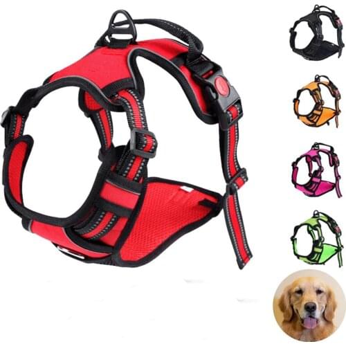 Dog Harness Reflective Vest Harness with 2 Leash Attachments and Easy Control Handle for Small Medium Large Dog Pet supplies