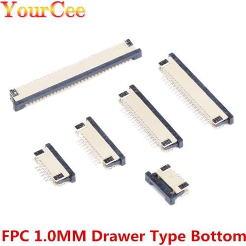 10PCS/Lot FPC Connector Socket FPC 1.0MM Drawer Bottom Contact Type 4P 6P 8P 10P 12P 14P 16P 18P 20P 24P 26P 30P 32P