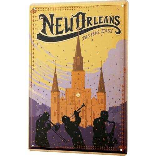 SINCE 2004 Tin Sign Metal Plate Decorative Sign Home Decor Plaques Deco City New Orleans The Big Easy Musician Trumpet