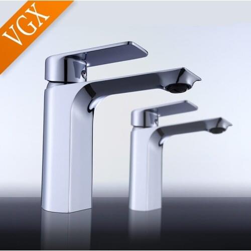 VGX Bathroom Faucets Basin Mixer Sink Faucet Gourmet Washbasin Taps Hot Cold Water Tap Single Hole Tapware Brass Chrome F602-101