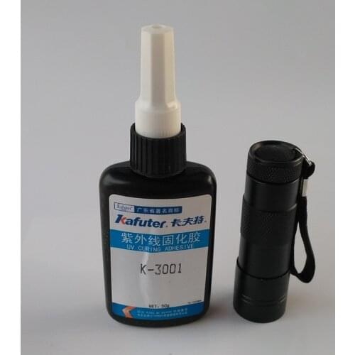 Kafuter 50g K-3001 UV glue +portable UV flashlight glass metal plastic glue super viscosity universal free shipping