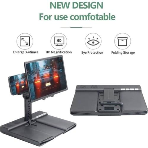 Smart Phone Screen Magnifier 3D Phone Amplifier Projector With Bluetooth Speaker Subwoofer Dual Speakers Anti-blue Light