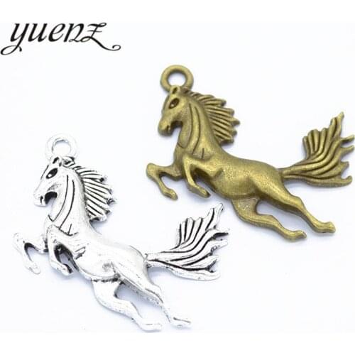 YuenZ 4 pcs Antique silver color horse Charm Pendants for Bracelet Necklace Jewelry Accessories Diy Jewelry Making 41*30mm D9281