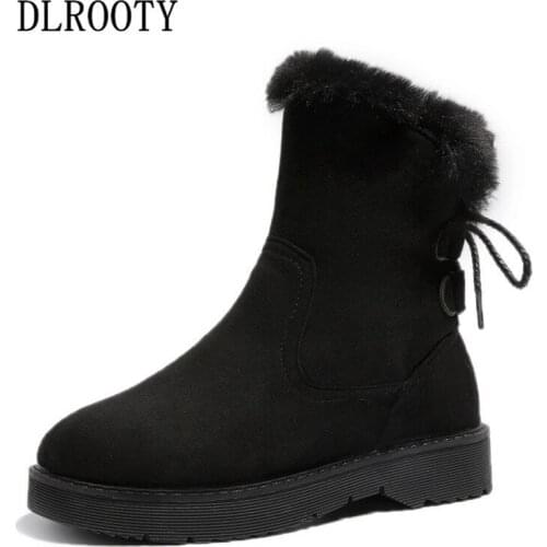 Women Snow Boots Ankle Winter Warm Short Plush Female Casual Shoes Woman Flat Fashion Platform Round Toe Lace Up