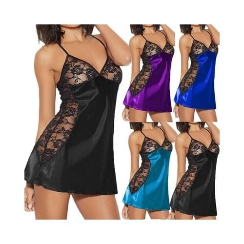 Women Dress Hom Clothes Hot sale European and American foreign trade sexy underwear Sexy openwork lace side strap nightdress