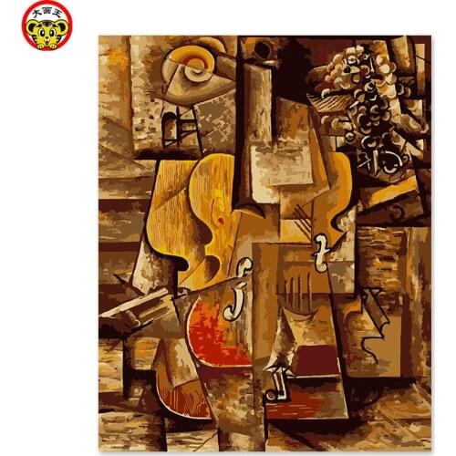 Painting by numbers art paint by number DIY decoration drawing room bedroom sofa background painting Picasso Abstract guitar
