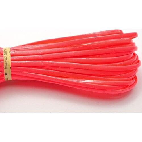 10 Meter Bright Pink Flat Soft Synthetic Leather Jewelry Cord Lace String 3X1mm