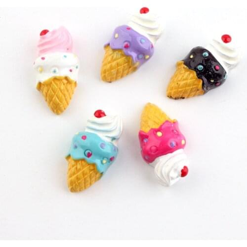 10pcs Mix 11*21mm Resin kawaii flatback cabochon ice cream cone charms pendant diy jewelry making for bracelet earrings necklace