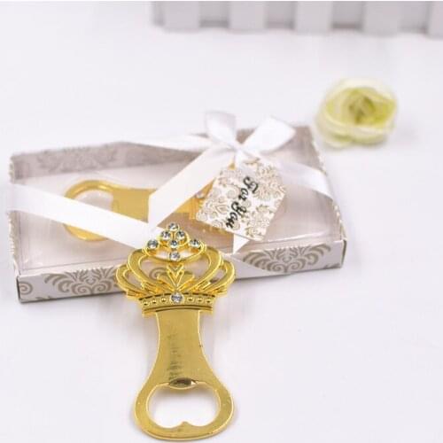 100pcs Gold Crown Bottle Opener Wedding Favors and Gifts Souvenirs for Guests Bridal Shower Gift wen6225