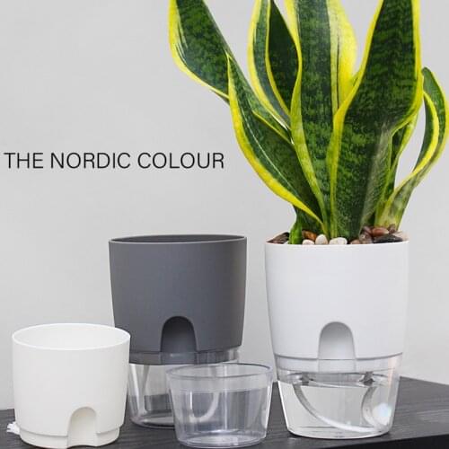 2-layer Self-watering Flower Pot with Water Container Round Flower Pot Garden