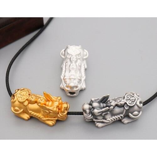 3D 100% 999 Silver Pixiu Bead Pure Silver Lucky Fengshui Piyao Beads Wealth Pixiu Beads Good for wealth