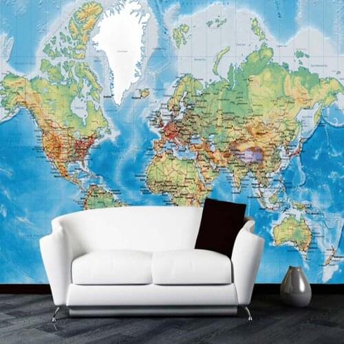 3D Wallpaper For Walls Custom Wall Mural Non-woven Wall Paper Modern World Map Living Room Sitting Room Sofa Backdrop Home Decor