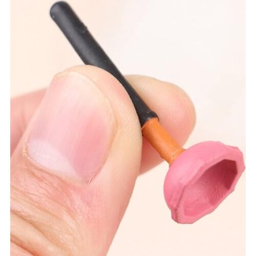 4pcs 1:12 Doll House Miniature Wood Toilet Plunger Model Furniture Accessories