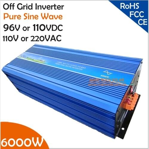 6000W 96V/110VDC 100/110/120VAC or 220/230/240VAC Pure Sine Wave PV Inverter Off Grid Solar& Wind Power Inverter PV Inverter