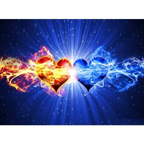 Full Square/Round Drill 5D DIY Diamond Painting "Water Fire Heart" 3D Diamond Embroidery Cross Stitch Home Decor