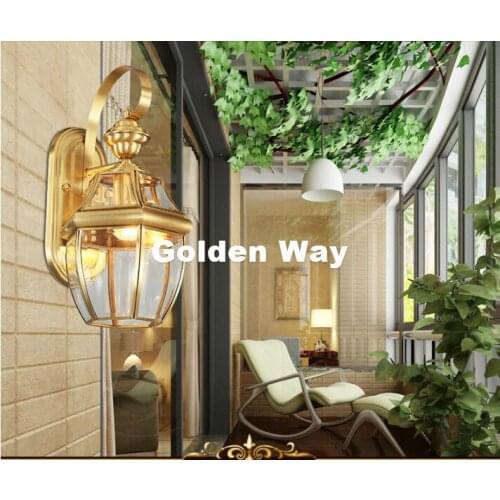 Free Shipping Antique Brass Wall Lamp Outdoor Design Crystal Wall Sconce Brass color Wall Lighting Lamp Wall Brackets Lights