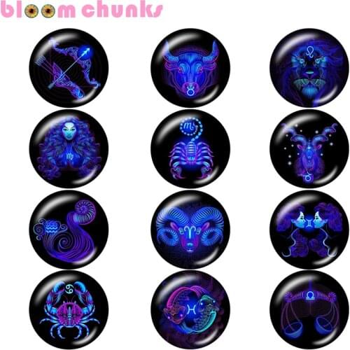 Birthstone Zodiac mixed 12mm/18mm/20mm/25mm Round photo glass cabochon demo flat back Making findings A9360