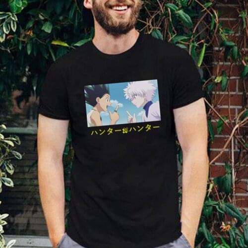 Hunter X Hunter Kurzarm Summer Tshirt Manga Gon Freecss and Killua Zaoldyeck Harajuku Vintage Men Tee Vogue Anime Clothes Male
