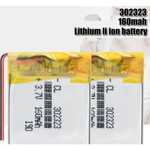 302323 160mAh 3.7V lithium polymer battery, Bluetooth MP3 MP4 Smart Watch wireless card audio recorder Rechargeable Li-ion Cell
