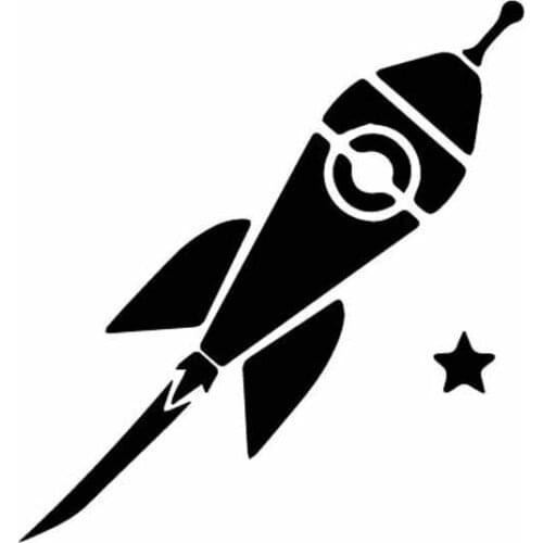 Cute Rocket Decals In The Universe High Quality Car Window Decoration Personalized Pvc Waterproof Decals Black/white, 15cm*15cm