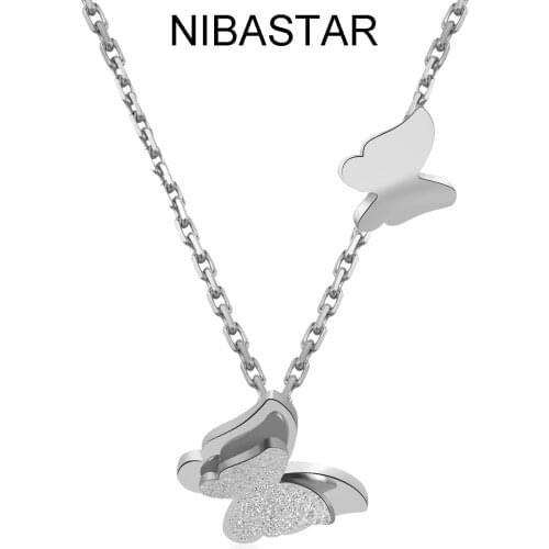 Stainless Steel Fashion Butterfly Design Women Jewelry Necklace For Party Dull Polish Gift Accessories Necklaces For Women