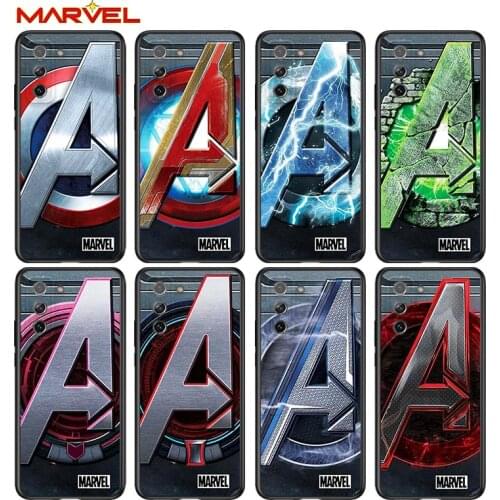 Marvel logo for Samsung Galaxy S21 Ultra Plus Note 20 10 9 8 S10 S9 S8 S7 S6 Edge Plus Black Soft Phone Case
