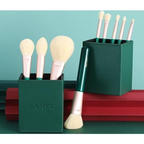 BANFI 9pcs Green Makeup Brushes Set Cosmetic Powder Eye Shadow Foundation Blush Blending Beauty Tool Make Up Brush Maquiagem