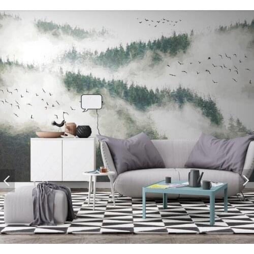 Mountain Forest View Wallpaper Mural for Living Room Printed Photo Wallpapers Customize Wall Murals 3d Photo Wallpaper Nature