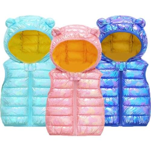 2021 New Winter Warm Girls Vest Colorful Heavy Thick Jacket For Baby GIrl Kids Waistcoats 4 Color Toddler Children Clothing