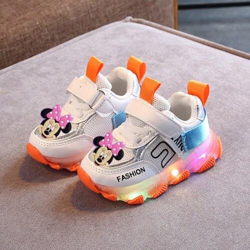 Disney Mickey lights up boys and girls sneakers for fall 2021 new fashion kids children casual shoes baby LED toddler shoes