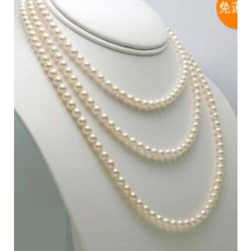 7-8mm 60" long Genuine white freshwater pearl necklace