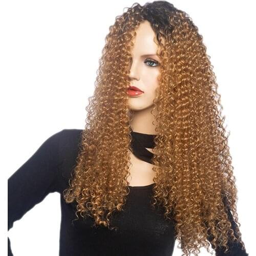 Synthetic Wigs Long Curly Black Brown Hair Wig For Women Heat Resistant Hair Cosplay Daily Wig
