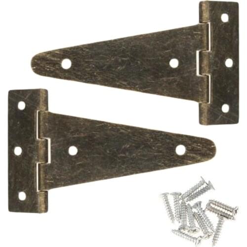 2pcs Set 10.1 * 6cm Heavy Duty Bronze Flat T Hinge For Barn Gates Wooden Box Cabinet Door Accessories