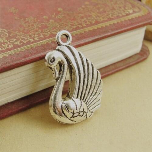 RONGQING 40pcs/lot Animal Charms 24*17*5MM Swan Pendant Metal Charms for Jewelry Making