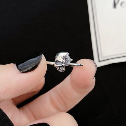 Kinel 100% Real 925 Sterling Silver Clear CZ Zircon Finger Vintage Women Punk Ring Sterling Silver Rings Jewelry