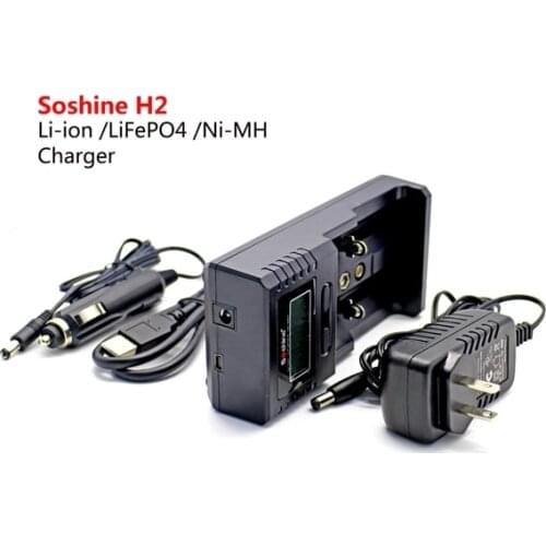 Soshine H2 Universal LCD Display Intelligent Smart Battery Charger for Li-ion Ni-MH LiFePO4 26650 18650 AA AAA 16340 9V Battery