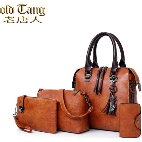 OLD TANG Pu Leather Shoulder Messenger Bags for Women 2021 4pcs/Set Composite Bag High Quality Ladies Handbag Female Set Bag