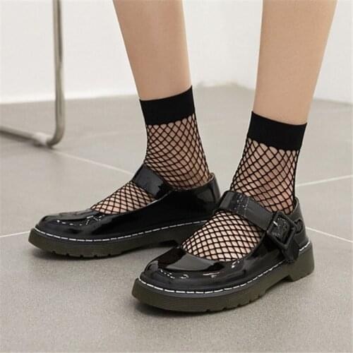 PXELENA Vintage Patent Leather Women Cosplay JK Japanese Mary Janes Shoes Med Heels Pumps Casual Comfort Plus Size 34-43 Black