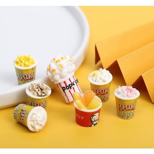 2pcs 1/12 Scale Popcorn for BJD Dolls Miniature Dollhouse Food Mini Popcorn Bucket for Dollhouse Decor Kids Toys