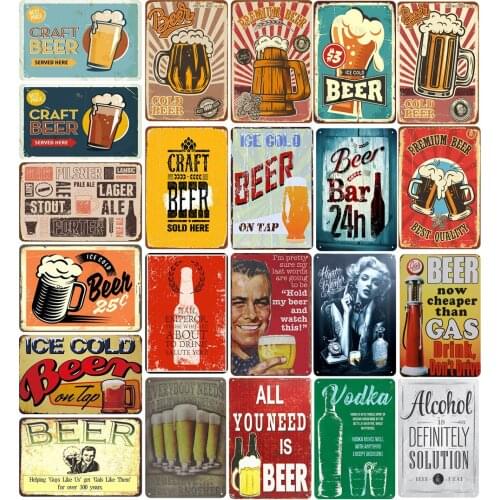 Vintage Metal Sign All You Need Is Beer & Ice Cold Beer on Tap Best Quality Craft Beer for Tiki Bar Pub Decorative Shabby Chic